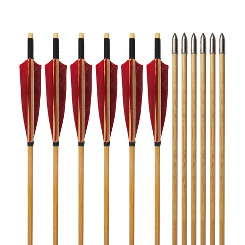 12pcs wooden arrows - wooden, 32"