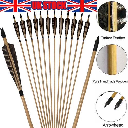 12x wooden arrows with - 12x, 32"