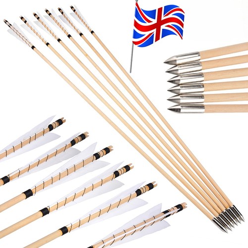 12x wooden arrows feather - wooden,